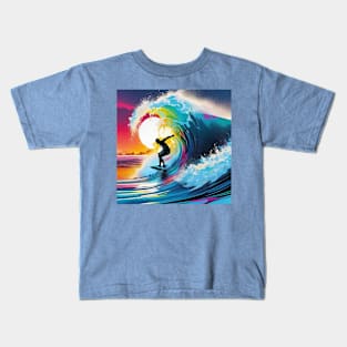 Colorful Surfer Design with Sun Kids T-Shirt